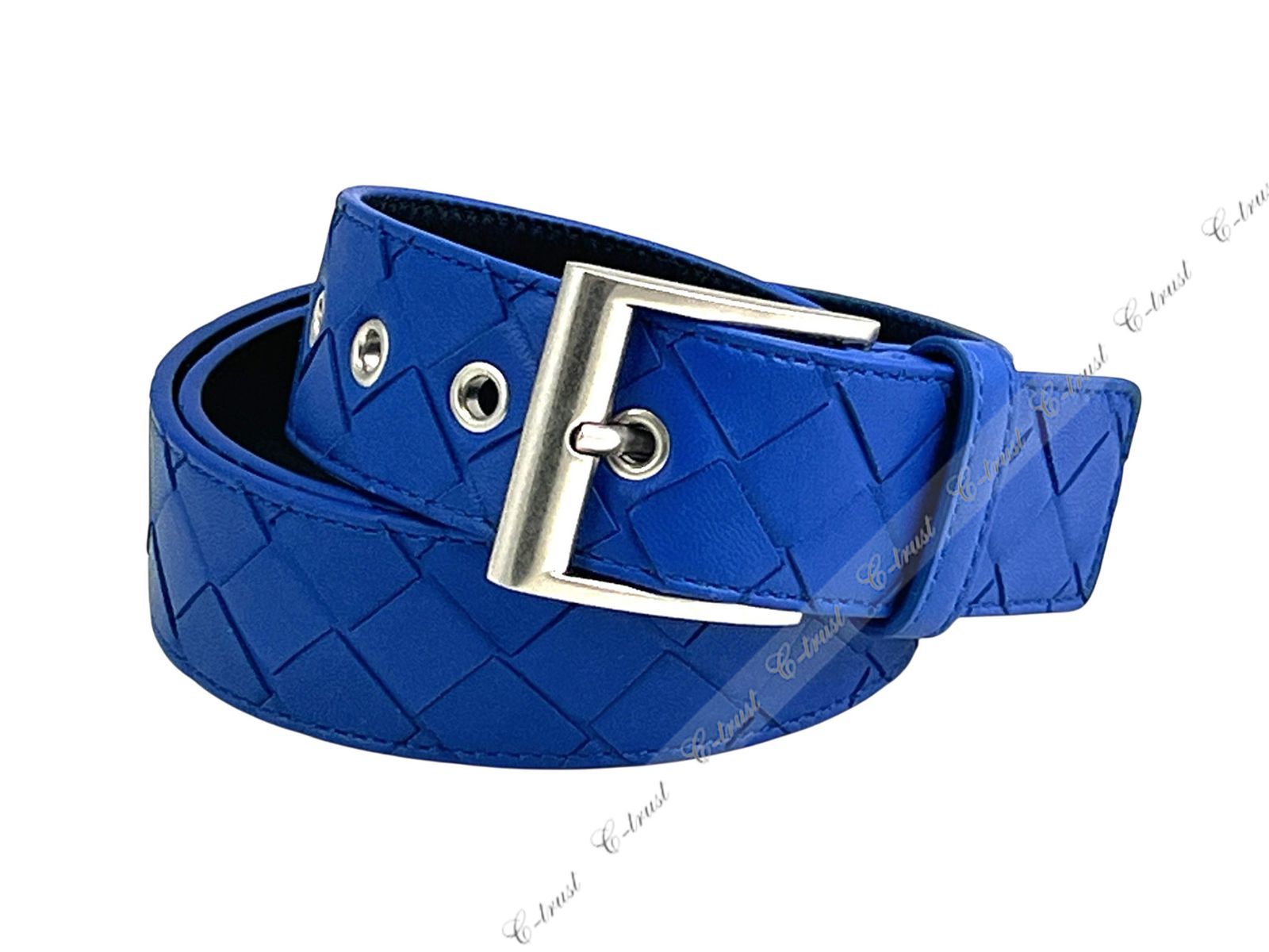 BOTTEGA VENETA ボッテガ ヴェネタ ベルト イントレチャート メンズ ナッパ レザー ロゴ イタリア製 4254 PRIMARY BLUE M 020-PB-95