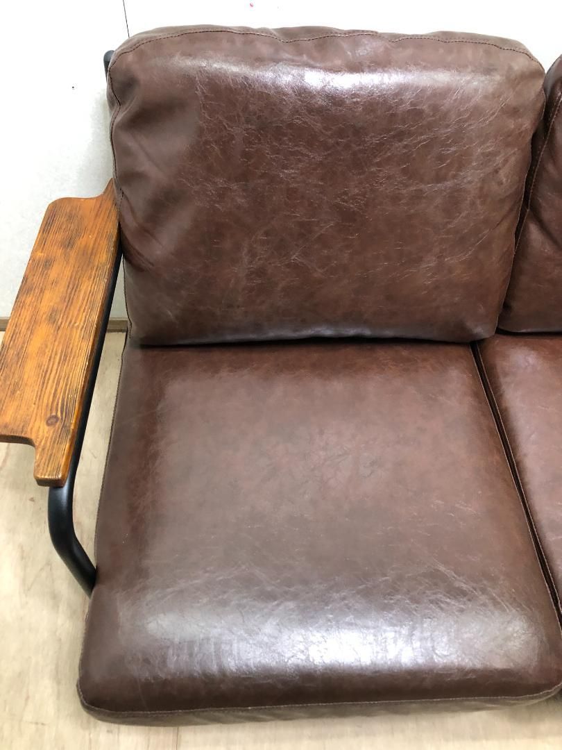 ソフトレザー 鉄脚 2人掛け ソファ 肘付き 75050-1-010 - メルカリ