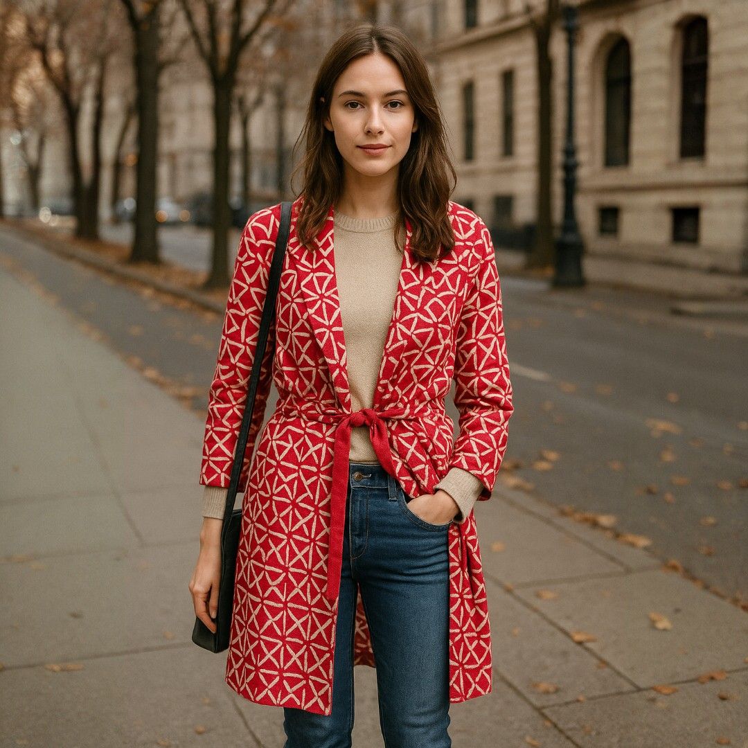 DVF 羽織 ガウン風 ロング丈 シルク L ピンク ホワイト 前開