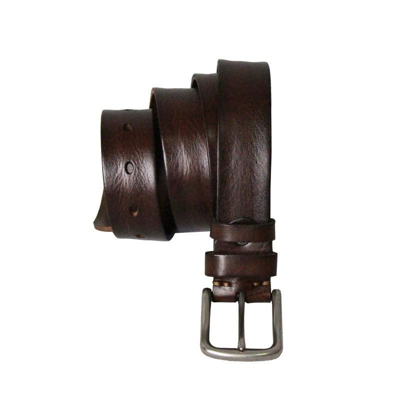 D大人の風格 レザー製 シンプルベルト メンズ ブラウン ブランドバックル