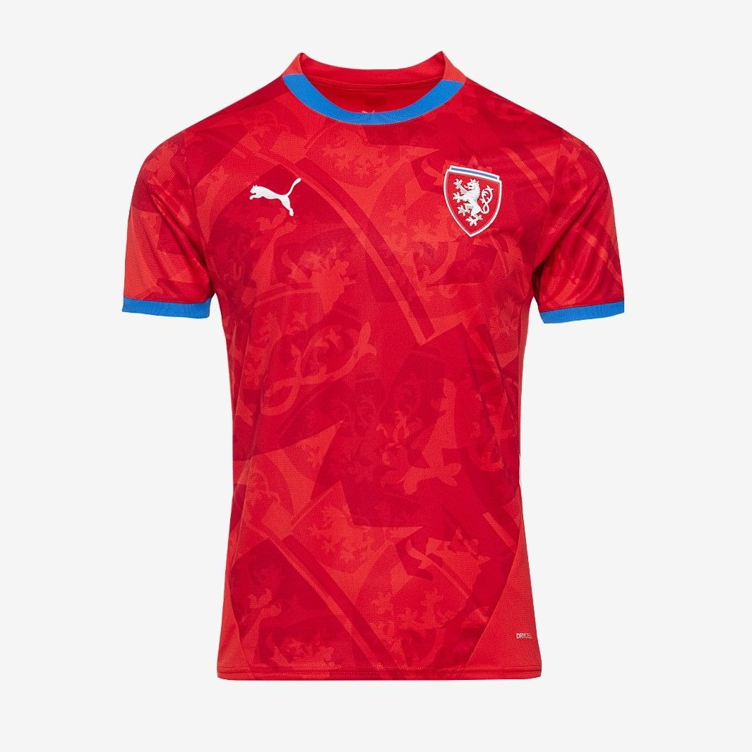匿名配送 Puma チェコ共和国代表 2025 ホーム 半袖 ユニフォーム 赤|白