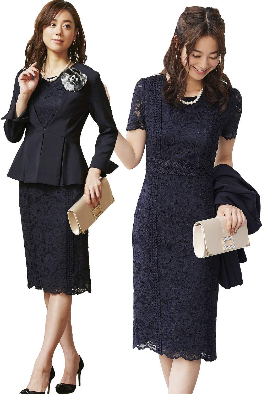 ルイ ルエ ブティック レーシー ワンピース セットアップ スーツ レディース ミセス ママ スカートスーツ フォーマル 大きいサイズ レース タイトスカート 結婚式 入園式 入学式 卒業式 卒園式 セレモニー お宮参り