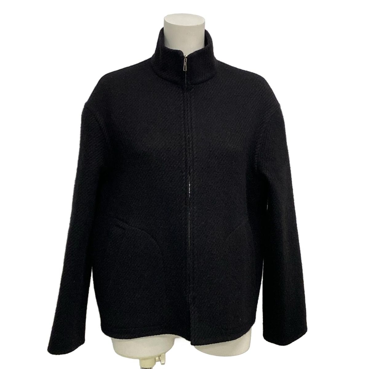 HERMES エルメス ブルゾン サイズ36 S レディース - 黒×ダークブラウン 長袖|ジップアップ|春|秋 ウール