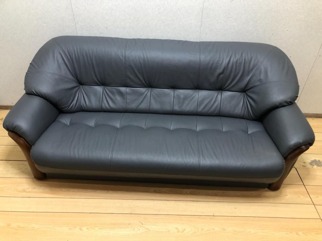 2.3人掛けソファー グレー 合成皮革 75032-1-010 - メルカリ