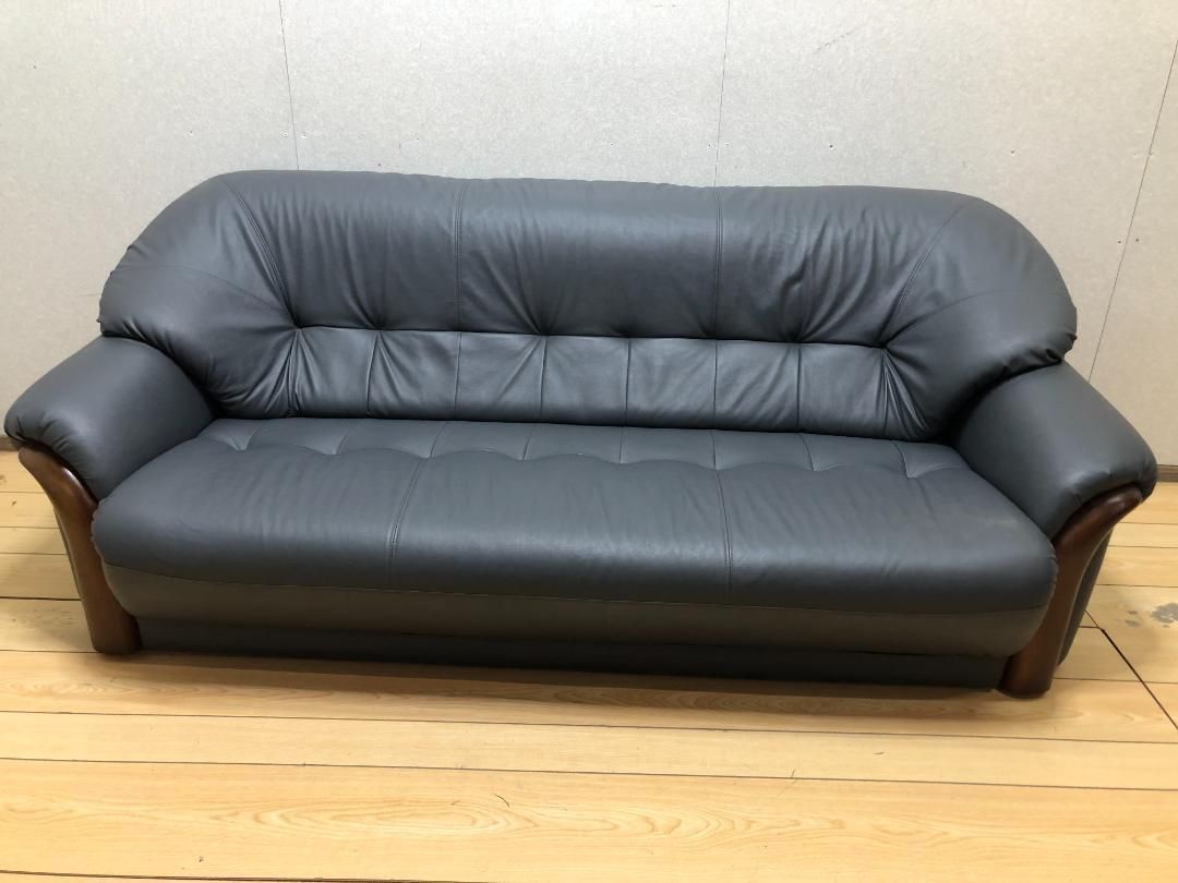 2.3人掛けソファー グレー 合成皮革 75032-1-010 - メルカリ