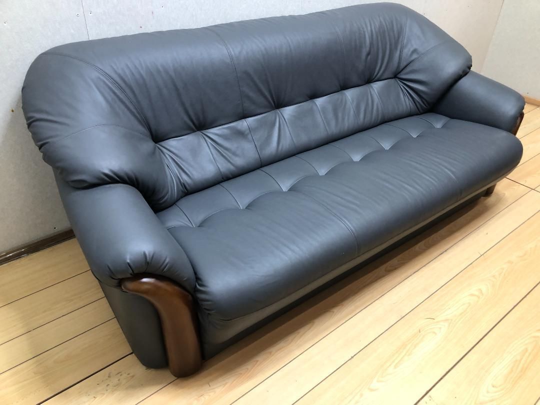 2.3人掛けソファー グレー 合成皮革 75032-1-010 - メルカリ