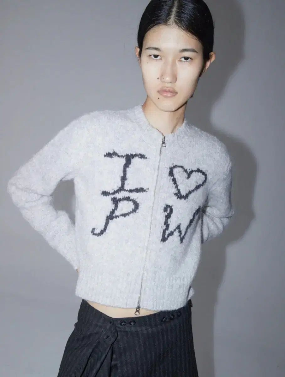 パロマウール クラッシュ ニット ジップアップ カーディガン