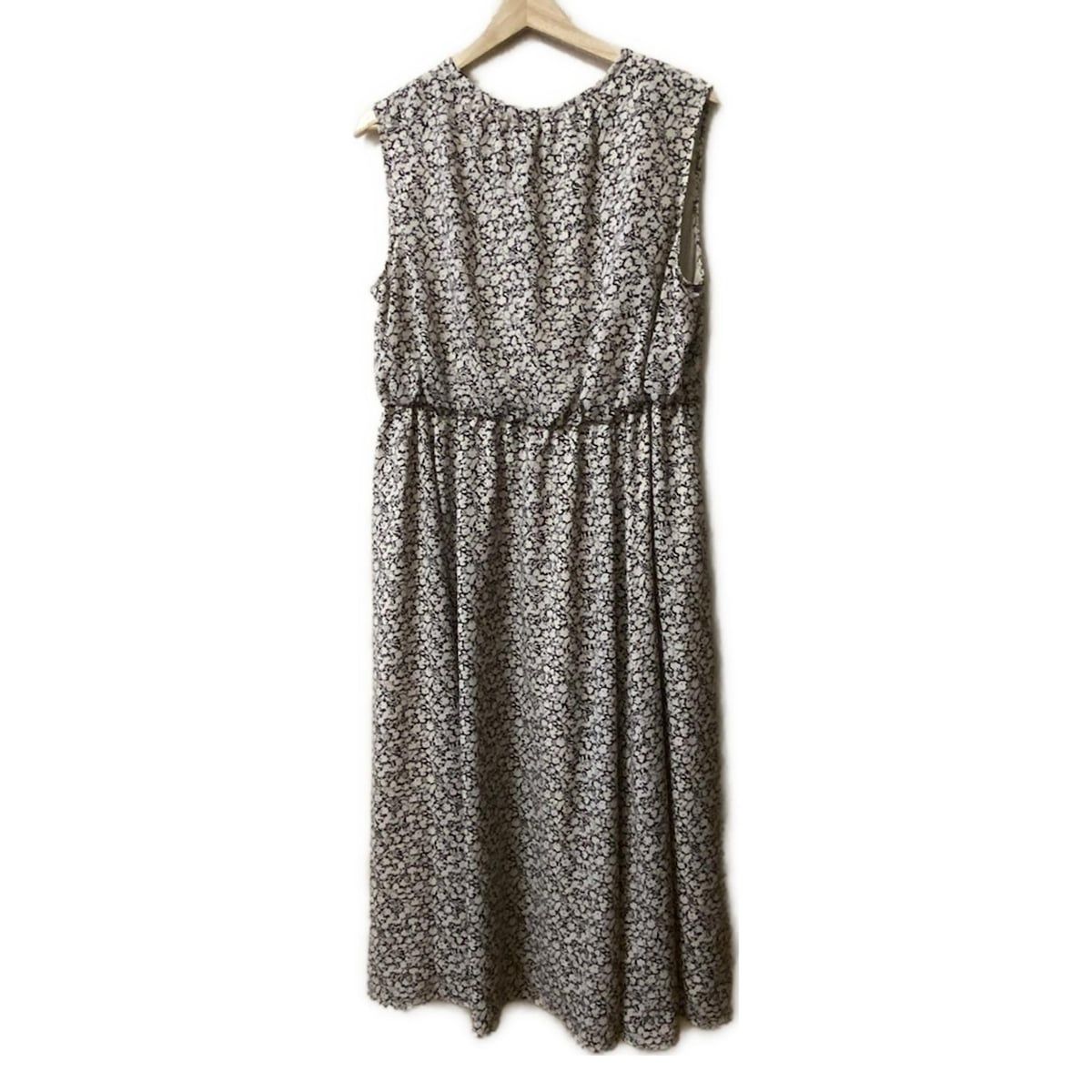 23区 ニジュウサンク ワンピース サイズ46 XL レディース - 黒×アイボリー×パープル クルーネック ノースリーブ マキシ丈 SLOW