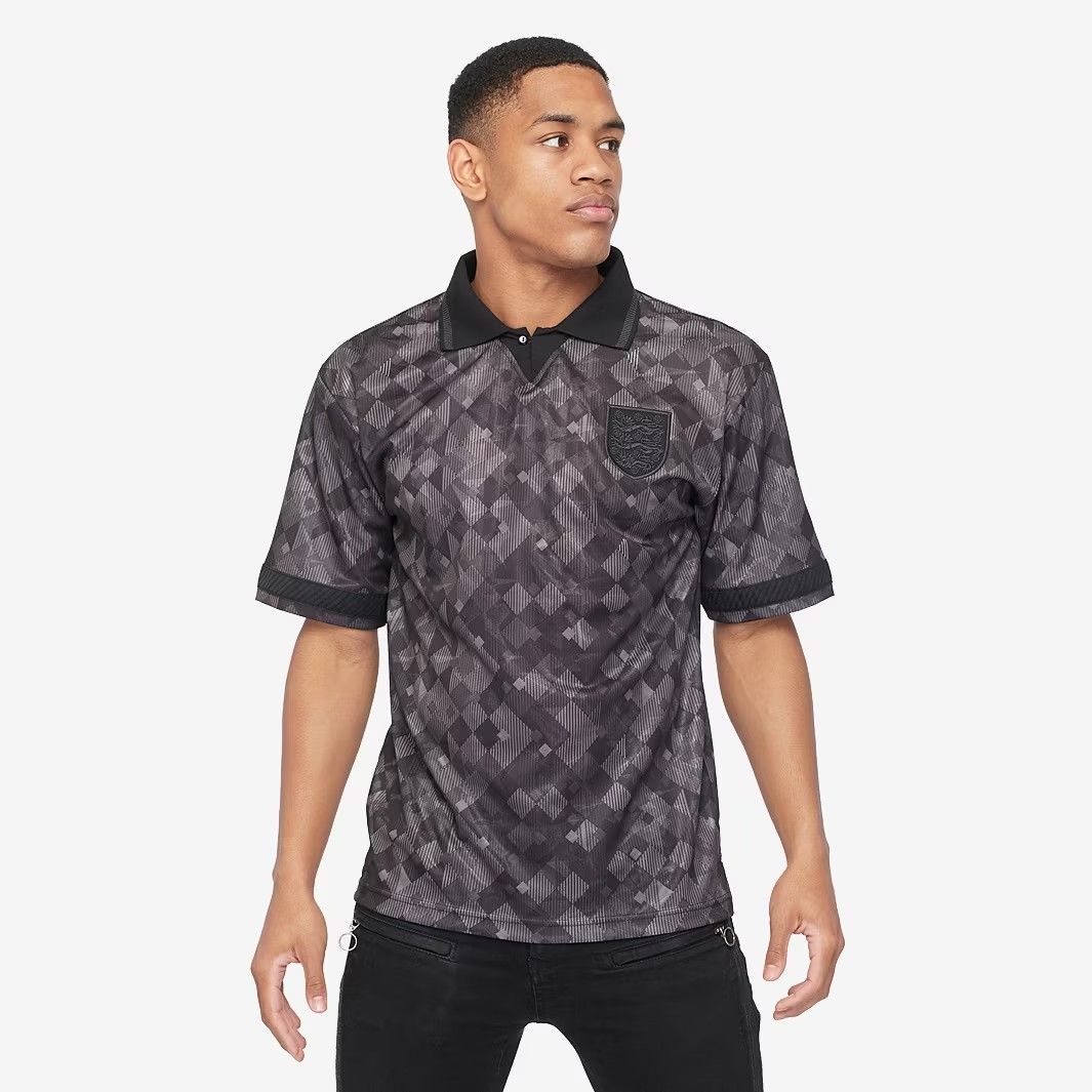 Score Draw レトロ イングランド代表 1990 ブラックアウト 半袖 シャツ