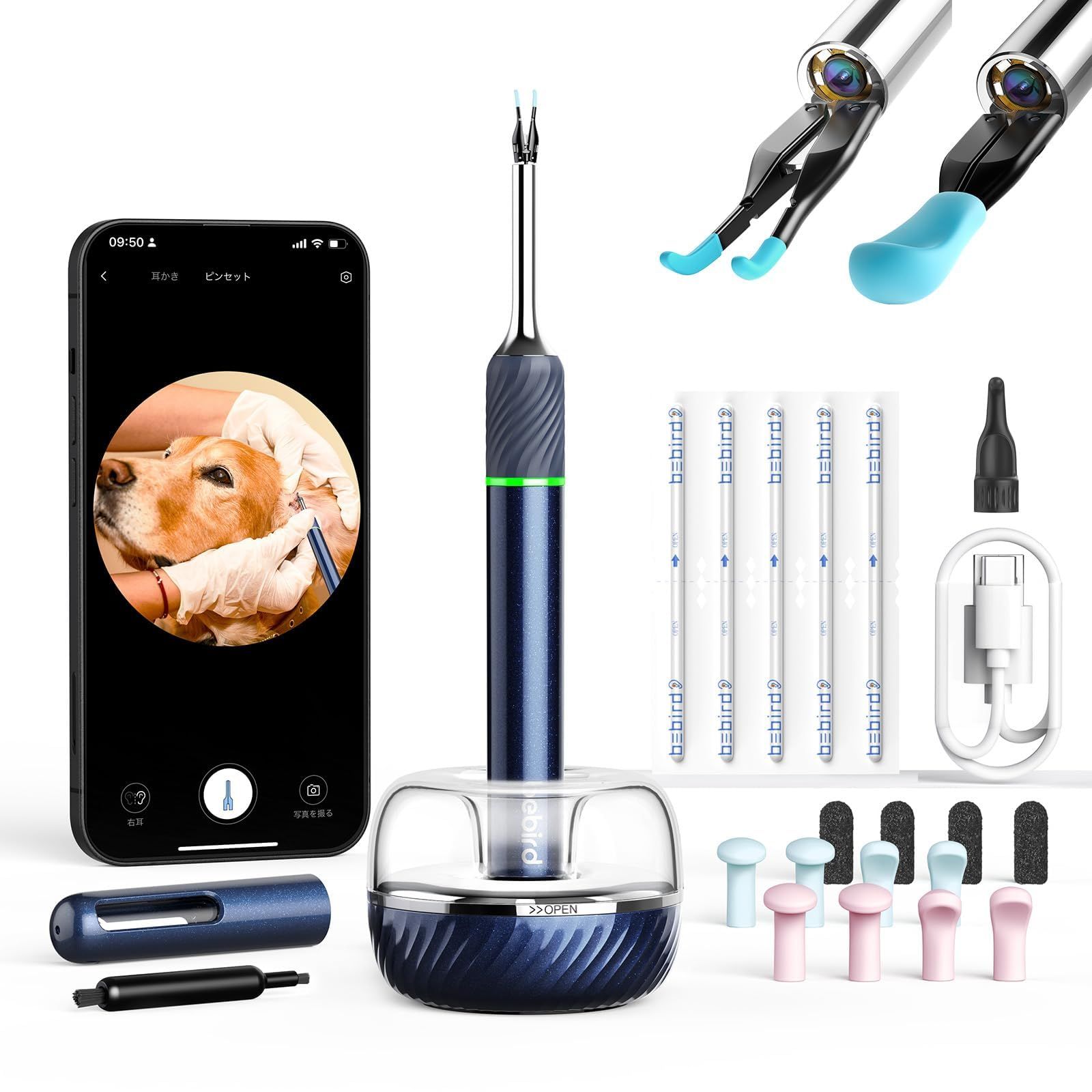 耳かき カメラ Note 5 Pro ピンセット 1000 W画素 3.2 mm 細レンズ メカニカルアーム付き みみかき ピンセットとイヤースプーン3-in-1 耳掃除 LEDライト付き 無線WIFI接続 耳垢クリーニング i…