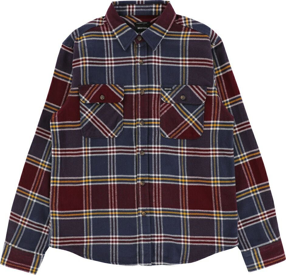 Brixton Bowery L S Flannel Shirt Mood Indigo Port Saffron ネルシャツ