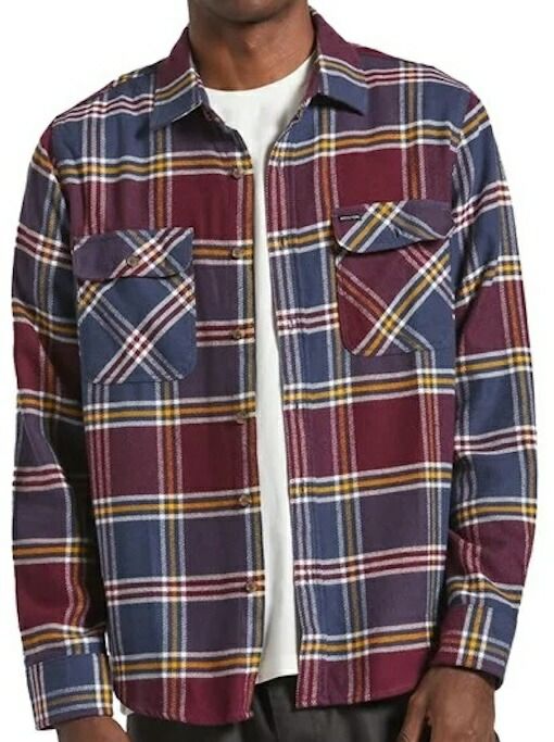 Brixton Bowery L|S Flannel Shirt Mood Indigo|Port|Saffron S ネルシャツ