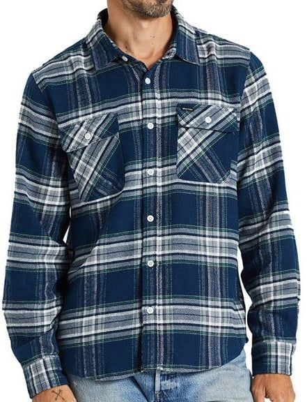 Brixton Bowery L|S Flannel Shirt Moonlit Ocean|Grey L ネルシャツ