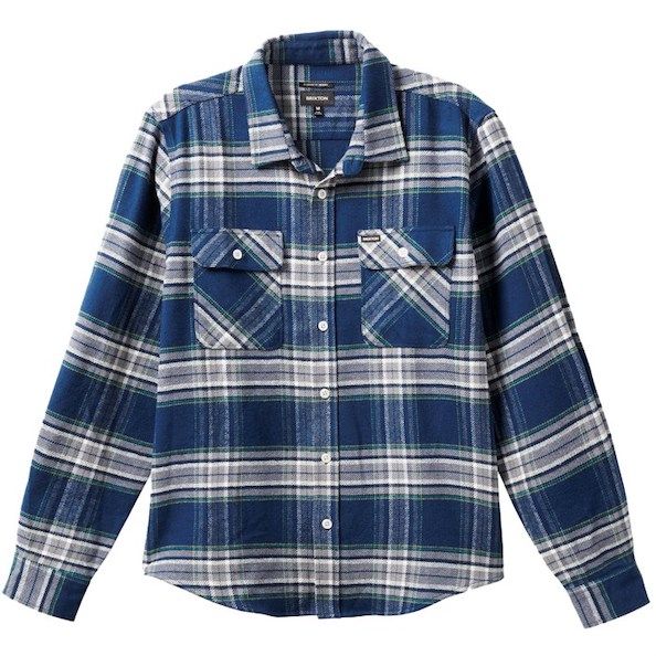 Brixton Bowery L S Flannel Shirt Moonlit Ocean Grey ネルシャツ