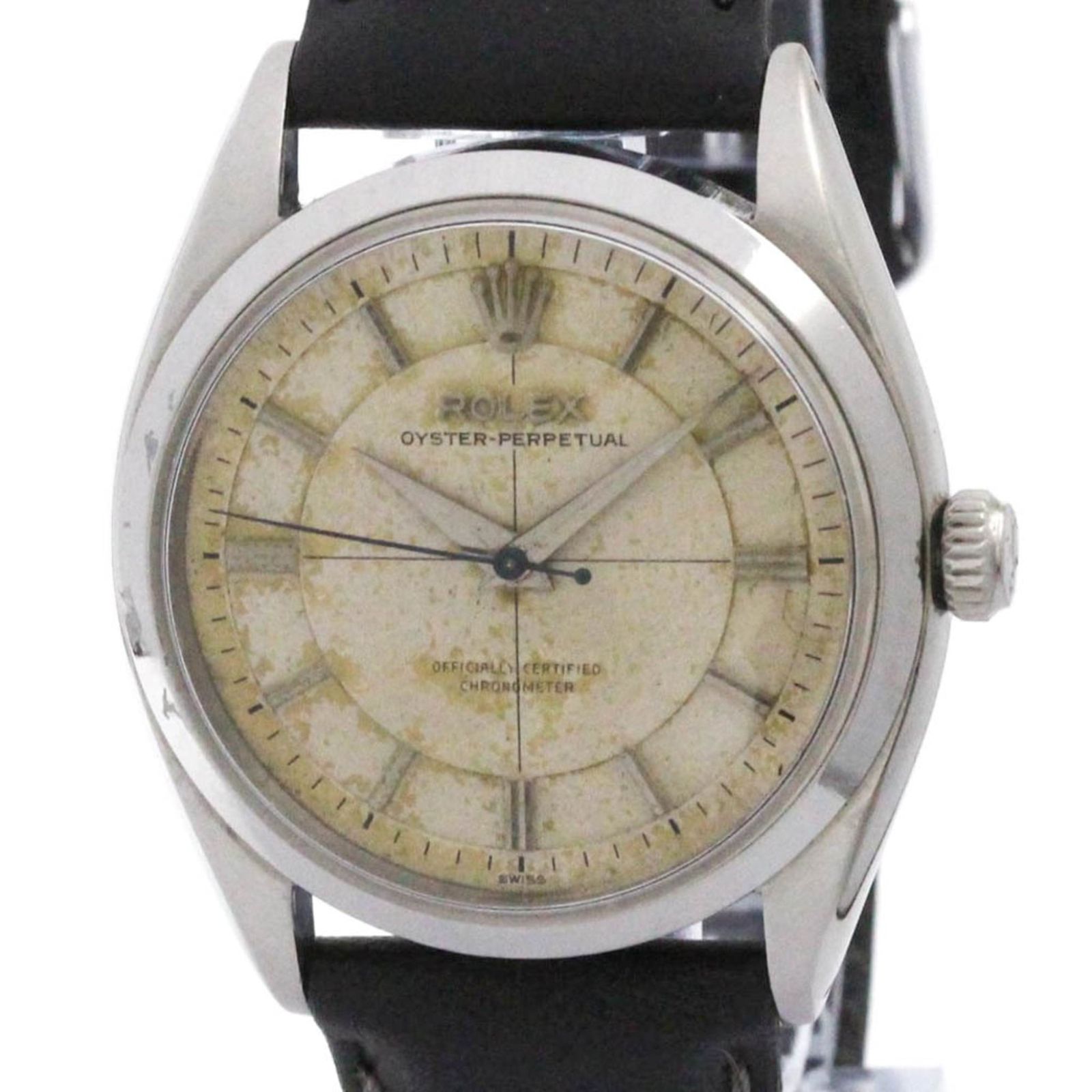 ロレックス ROLEX オイスター パーペチュアル ステンレススチール レザー 自動巻き メンズ 時計 6564