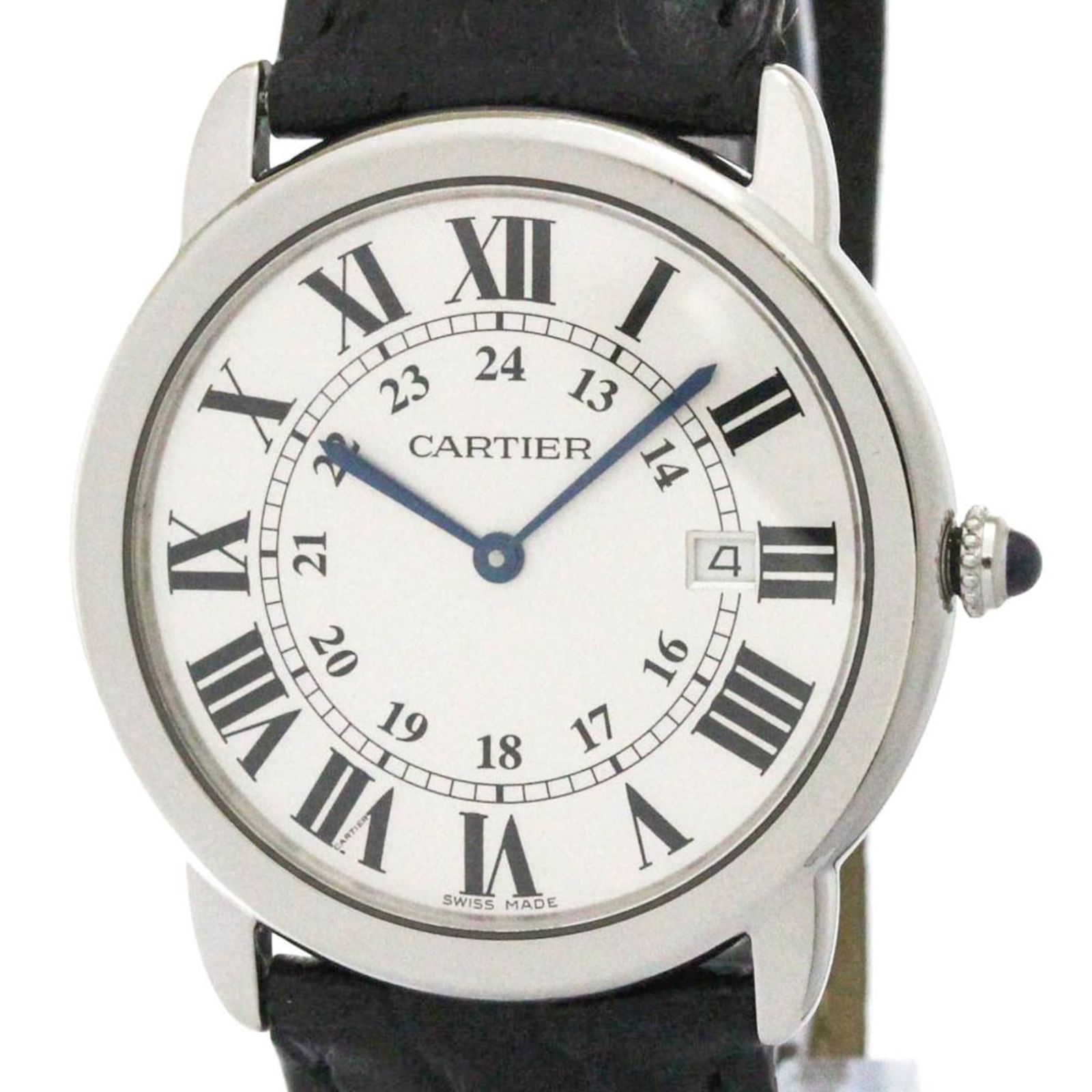 カルティエ CARTIER ロンドソロ LM ステンレススチール レザー クォーツ メンズ 時計 外装仕上げ済み