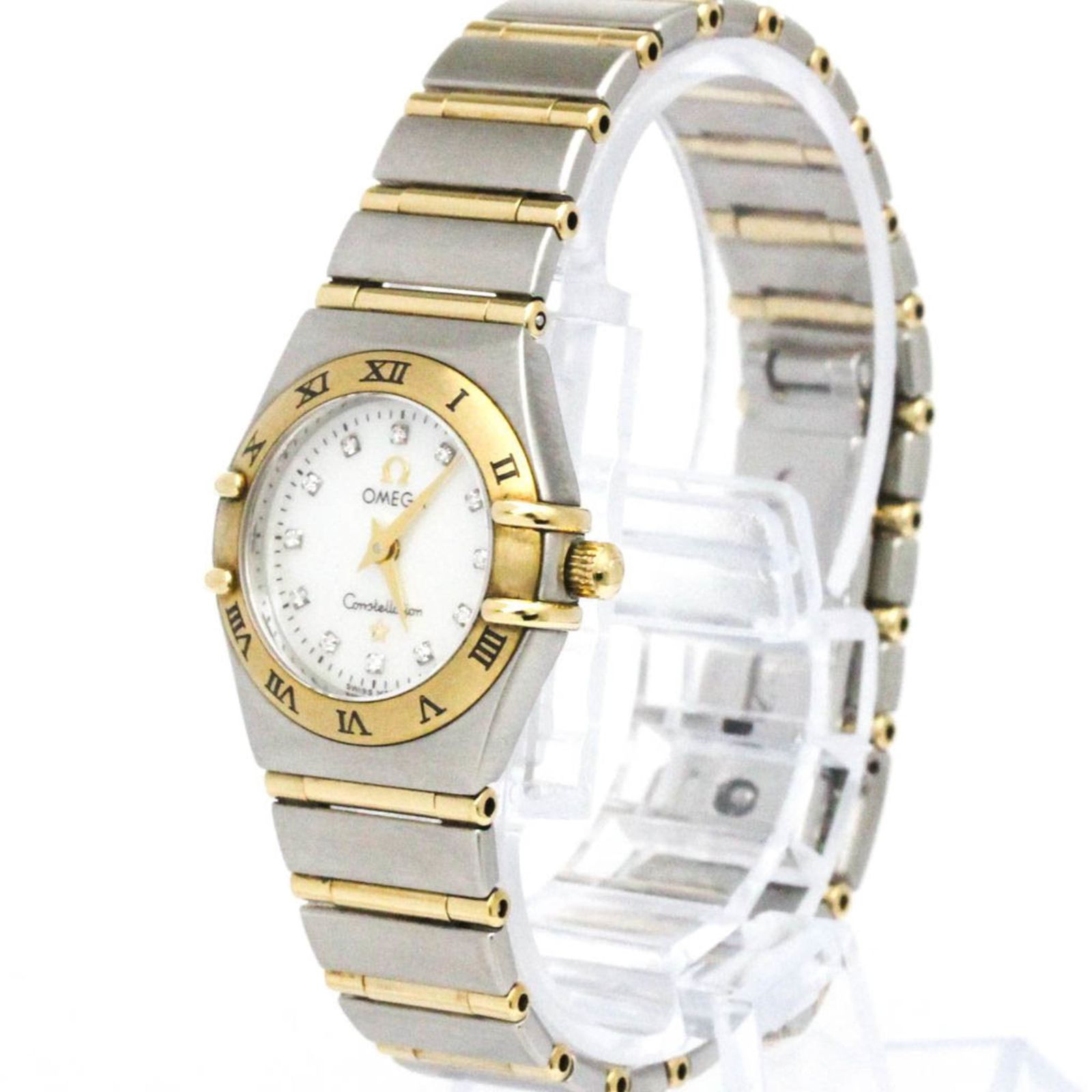オメガ OMEGA コンステレーション ダイヤモンド シェル文字盤 K 18 ゴールド ステンレススチール クォーツ レディース 時計 1262.75 外装仕上げ済み