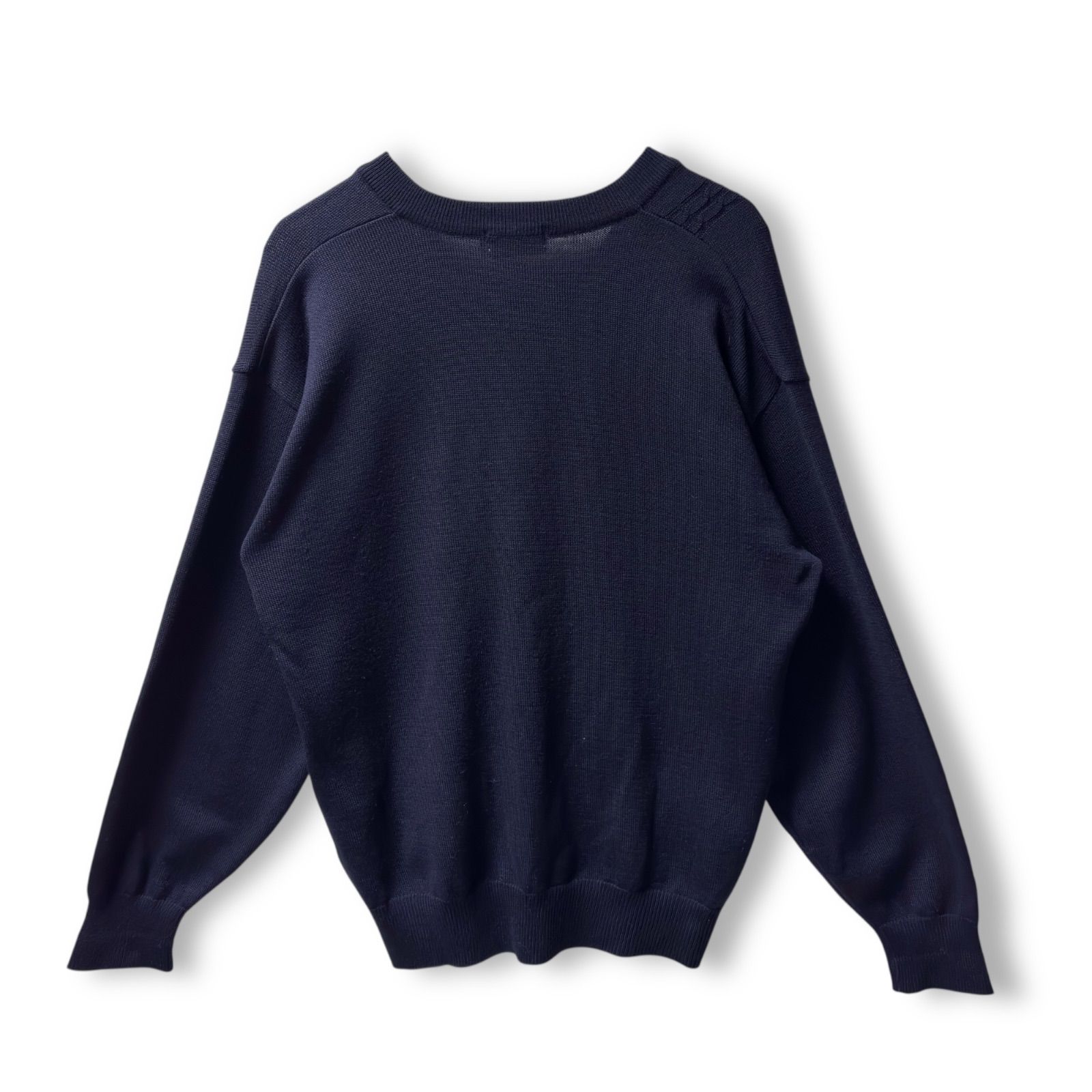 希少！BURBERRY ニットセーター Lサイズ ネイビー 美品 Burberrys' バーバリーズ 希少 ゴルフ刺繍 Vネックニットセーター