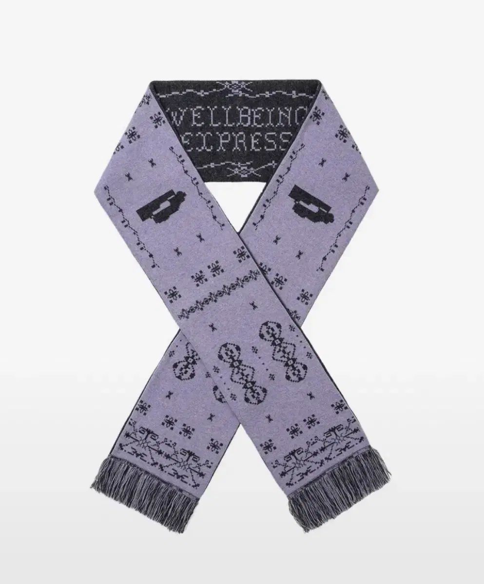 ウェルビーイングエクスプレス ウール ジャカード マフラー バイオレット