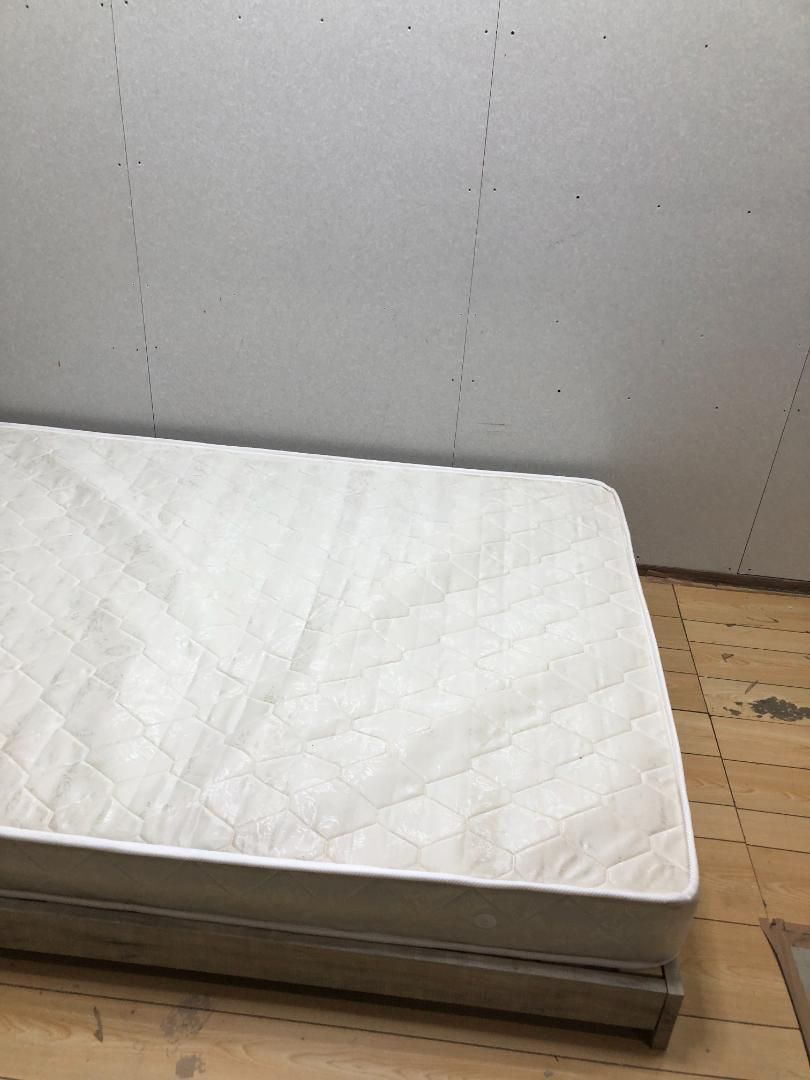 木目調 ダブルベッド 照明付き グレー系 おしゃれ 北欧風 250628- 木目調 ダブルベッド マットレス付 照明付き 幅140×200cm グレー系