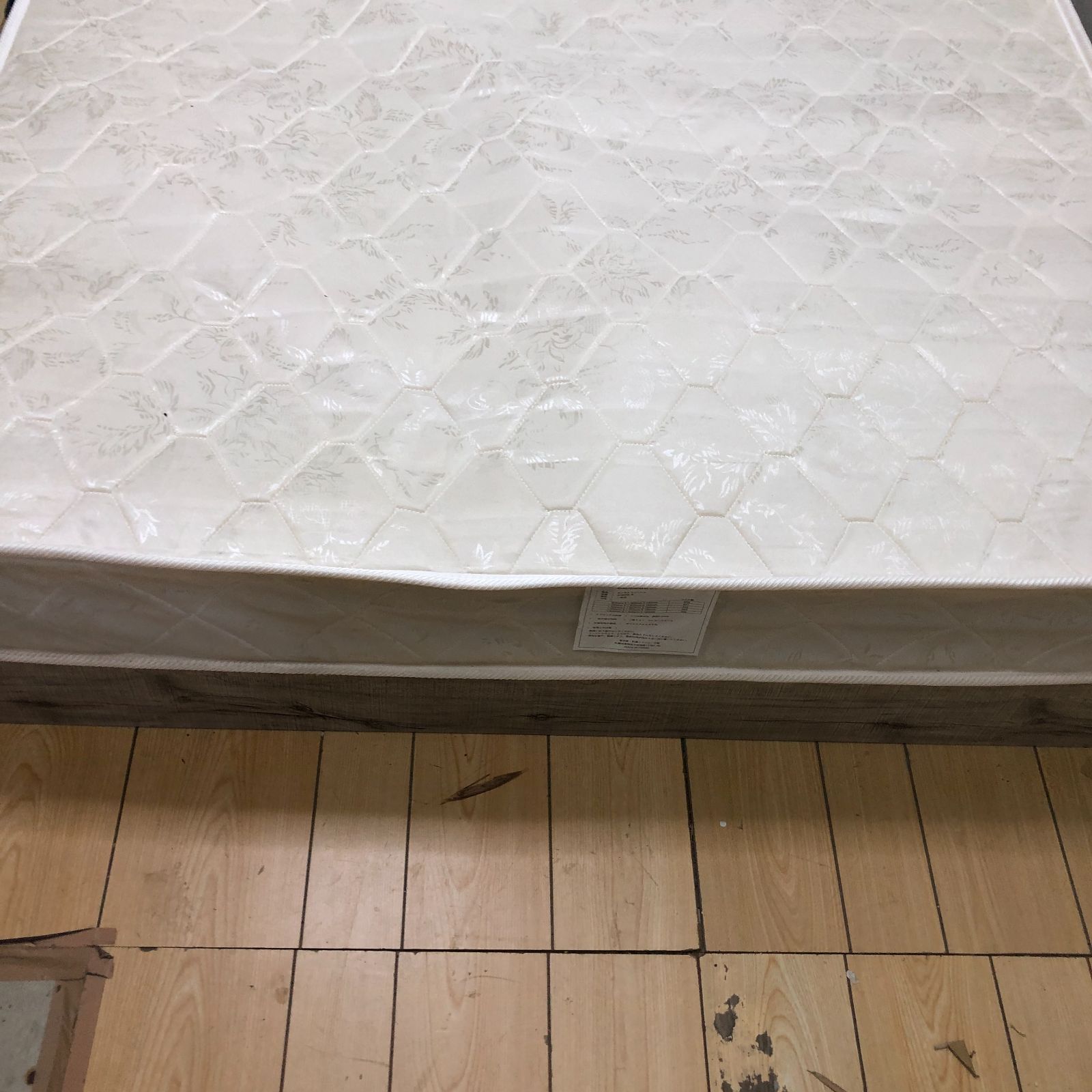 木目調 ダブルベッド 照明付き グレー系 おしゃれ 北欧風 250628- 木目調 ダブルベッド マットレス付 照明付き 幅140×200cm グレー系