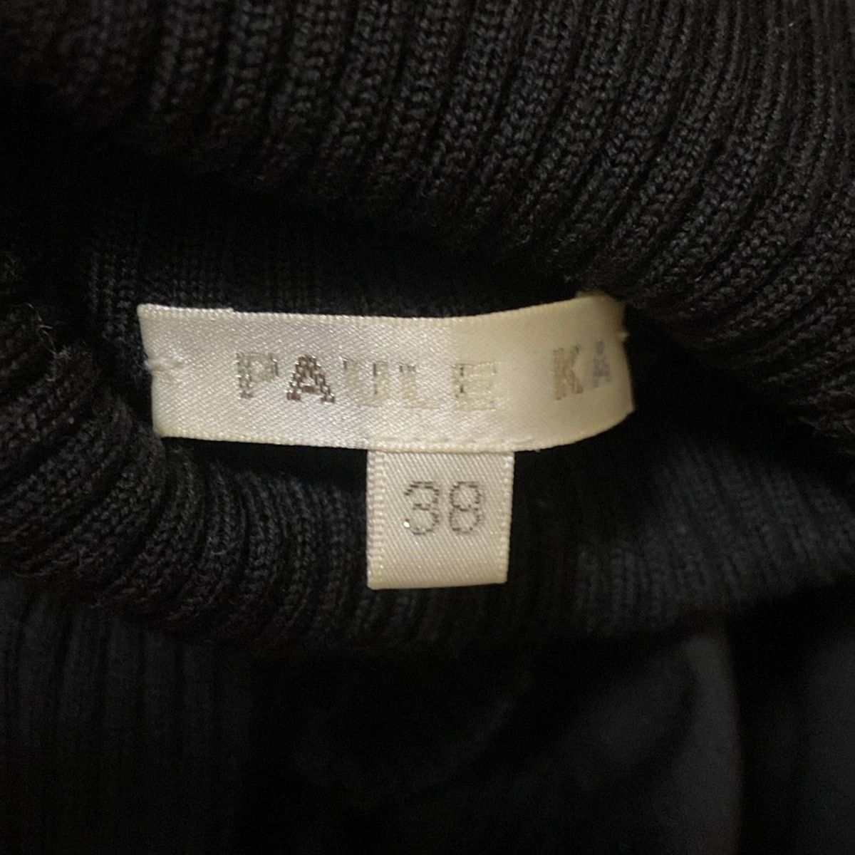 【PauleKa】超美品★ポールカ スカラップ半袖ニットワンピース(黒) PauleKa】超美品☆ポールカ スカラップ半袖ニットワンピース(黒)