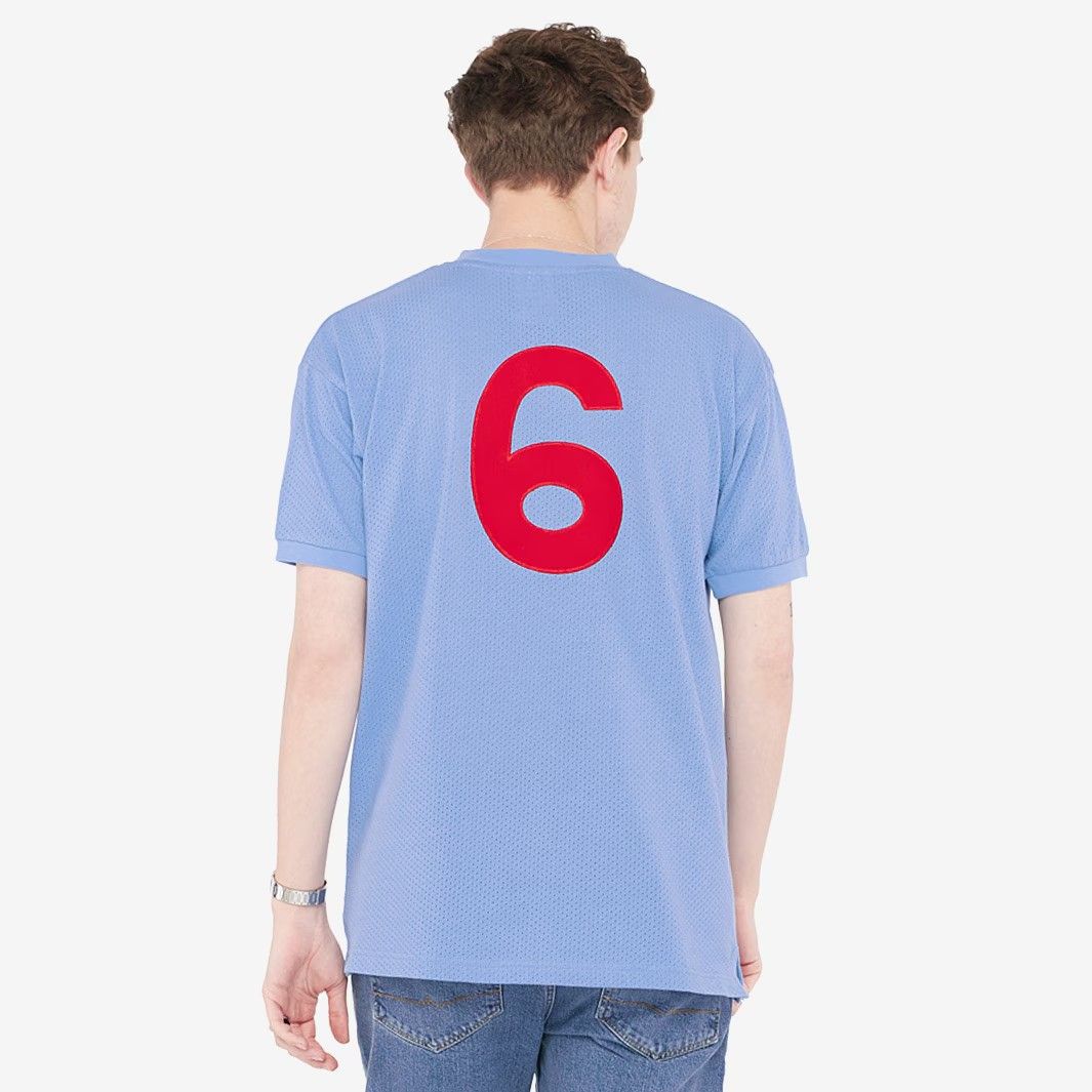 Score Draw レトロ イングランド代表 1970 W杯 サード 半袖 シャツ No.6 青