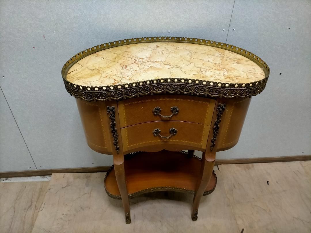 イタリア製 大理石トップ キドニーテーブル ベッドサイド 73041-18-0