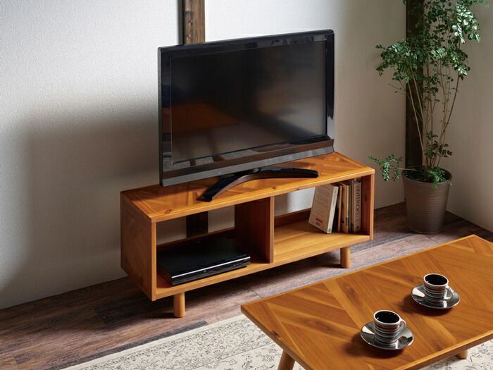 TVボード テレビ台 ローボード 幅100 テレビラック ヘリンボーン柄 寄木柄 天然木 北欧風 アンティーク風 おしゃれ モダン