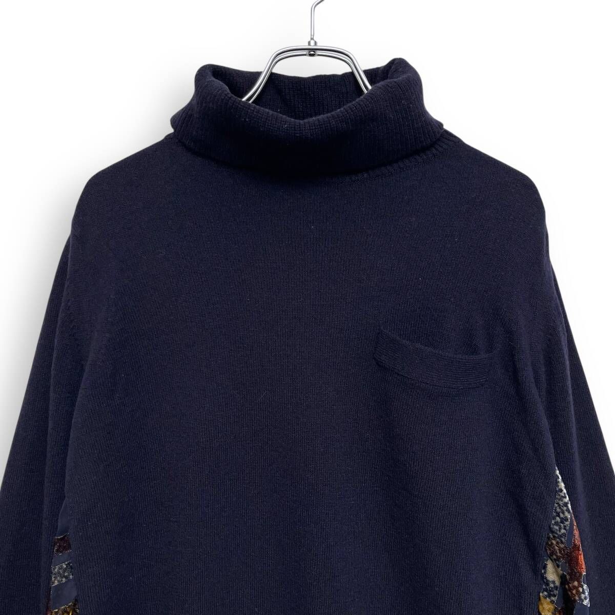 M25133/ Sacai サカイ プリーツ ドッキング ニット セーター ネイビー