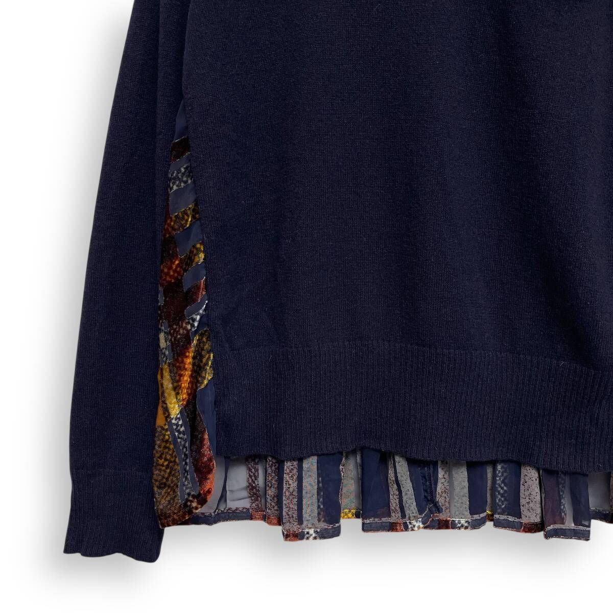 M25133/ Sacai サカイ プリーツ ドッキング ニット セーター ネイビー