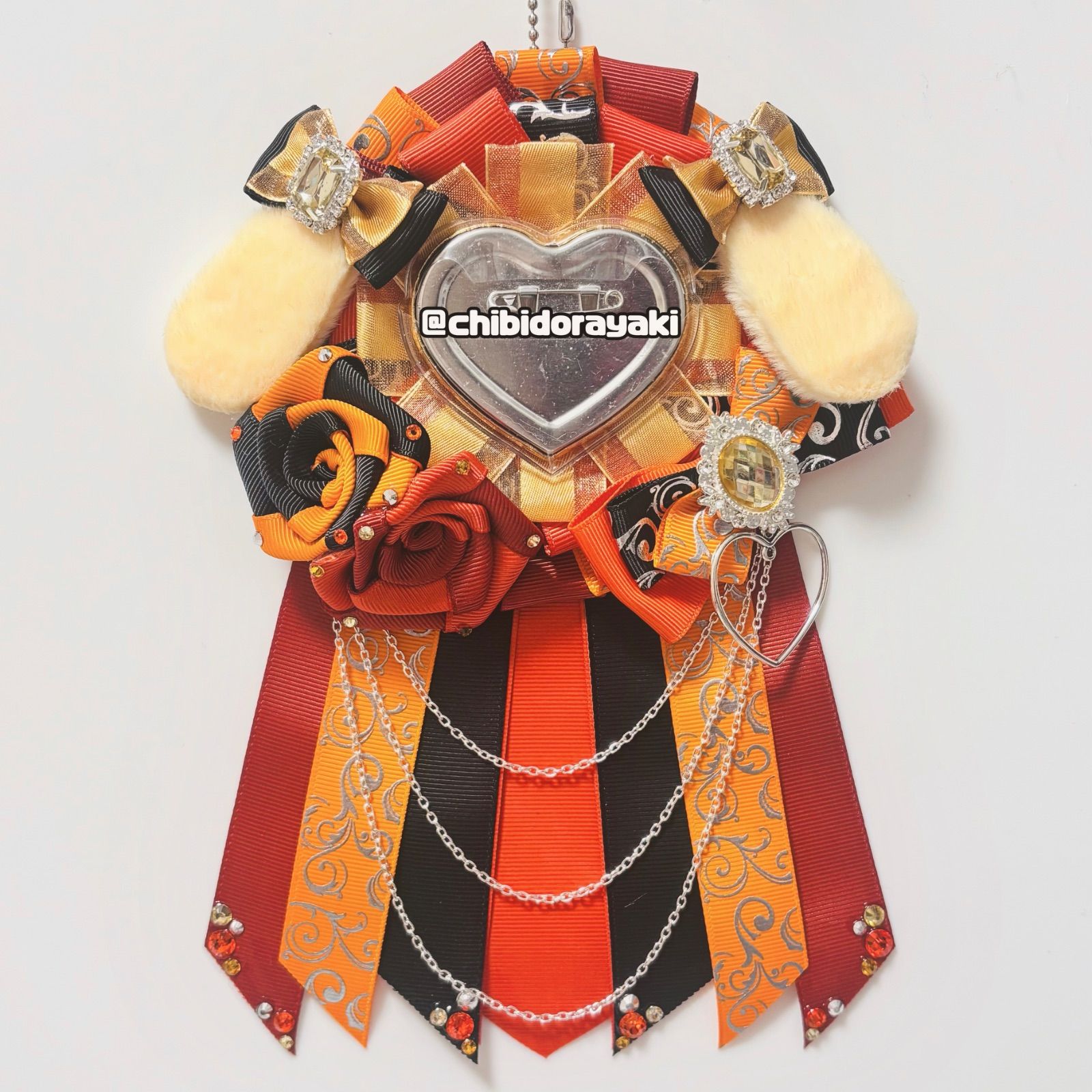 薔薇付きたれ耳ロゼット(オレンジ) - メルカリ