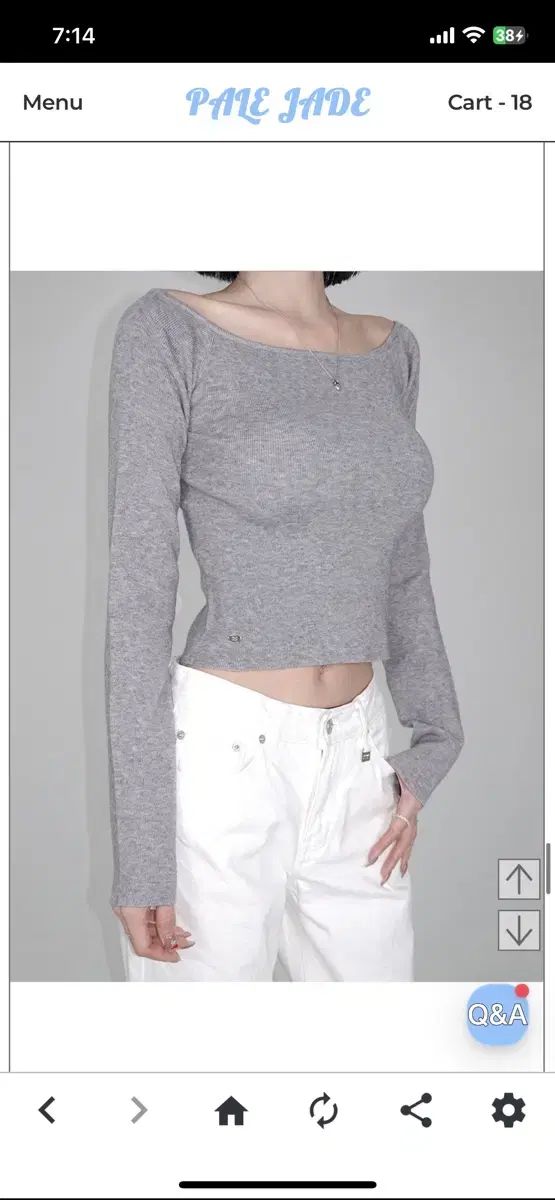 ペイルジェイド オフショルダー ニット グレー