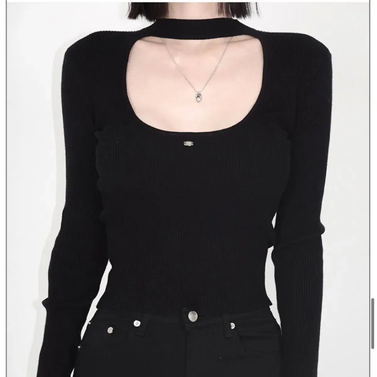 ペイルジェイド スリット ニット 前後ろで着方変更 ブラック