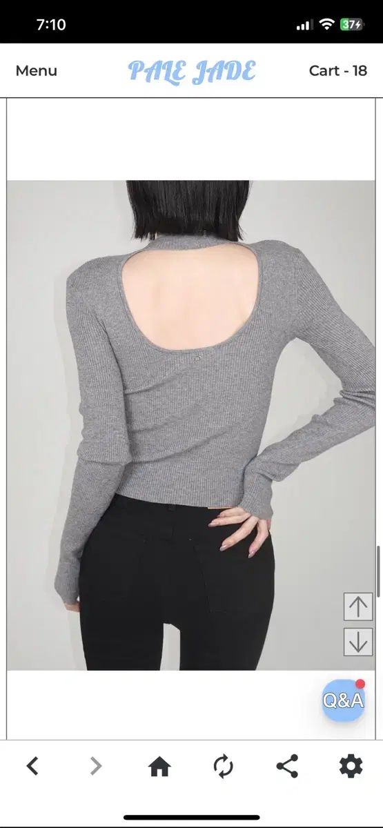 PALE JADE ペイルジェイド スリット ニット 前後ろ着用 グレー