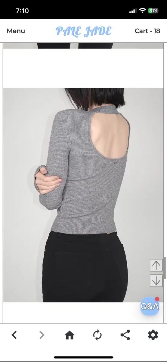 PALE JADE ペイルジェイド スリット ニット 前後ろ着用 グレー