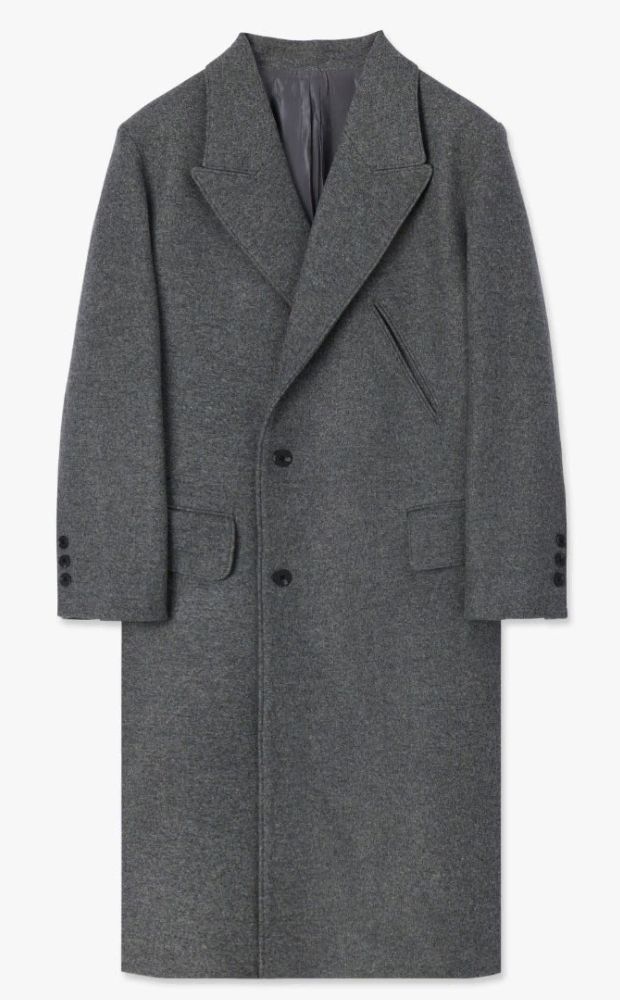 s Years ago TIME LEAF DOUBLE BREASTED coat メランジ グレー