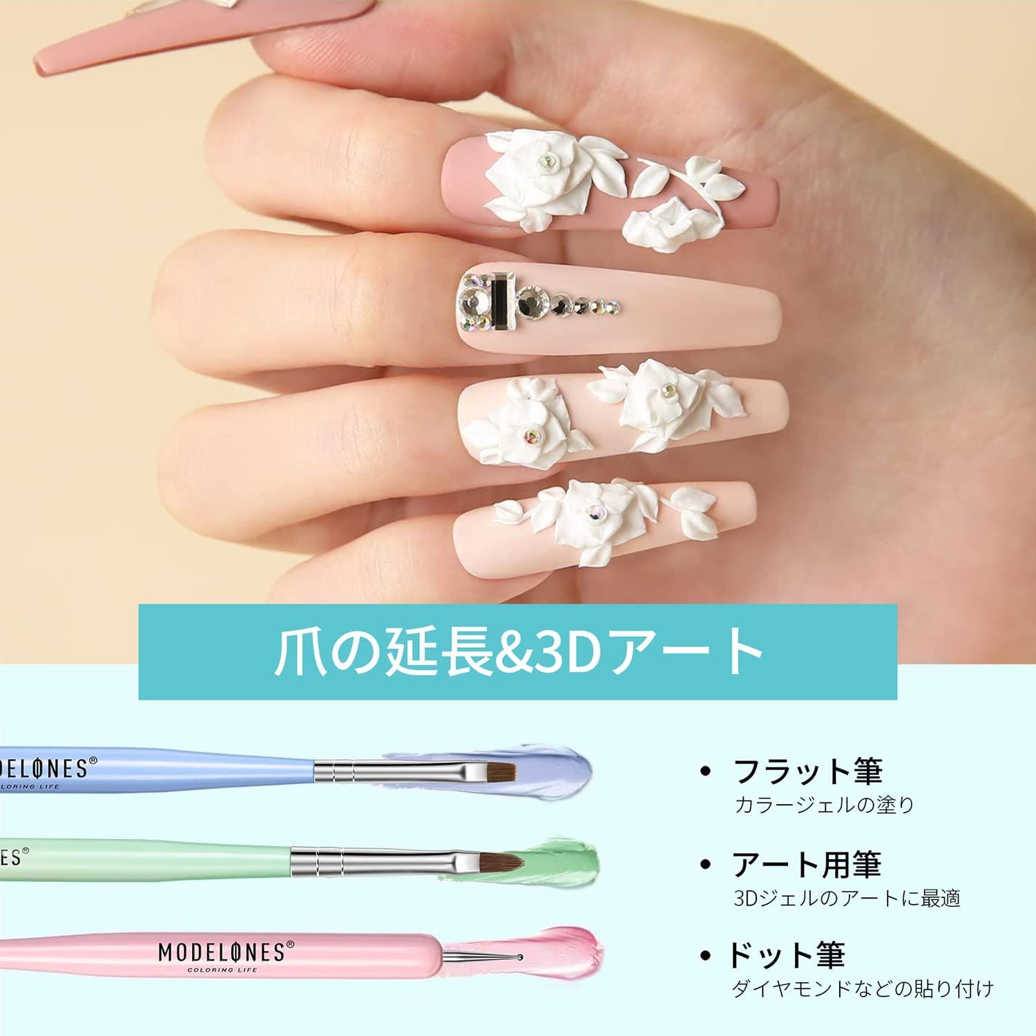 人気商品】ネイルアートラインブラシ ビルダーグルーブラシ ふでセット