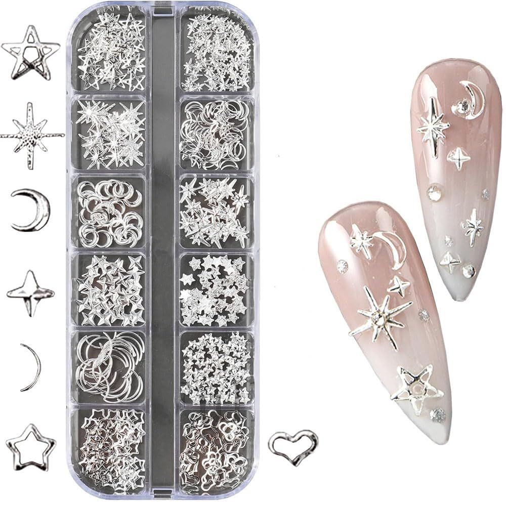 人気商品】スタッズ 3D 立体 星 月 ハート ススキ ネイルパーツ 四芒星