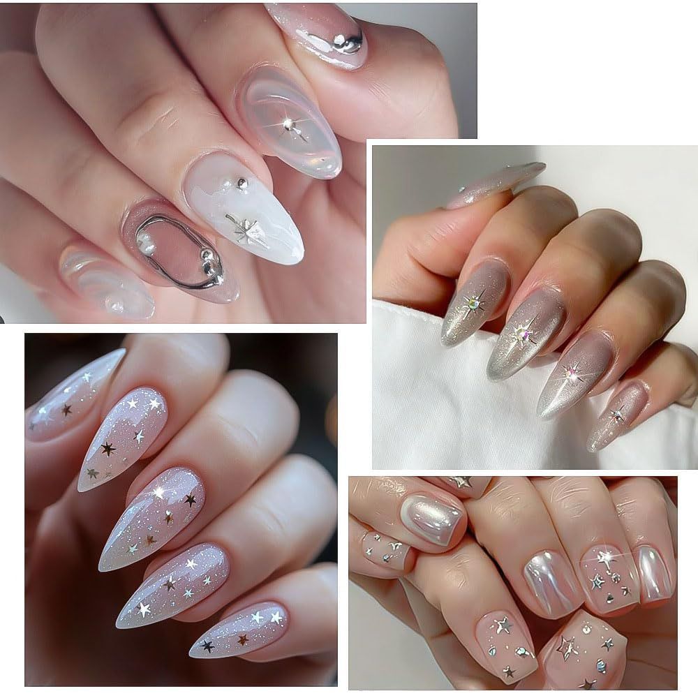 人気商品】スタッズ 3D 立体 星 月 ハート ススキ ネイルパーツ 四芒星