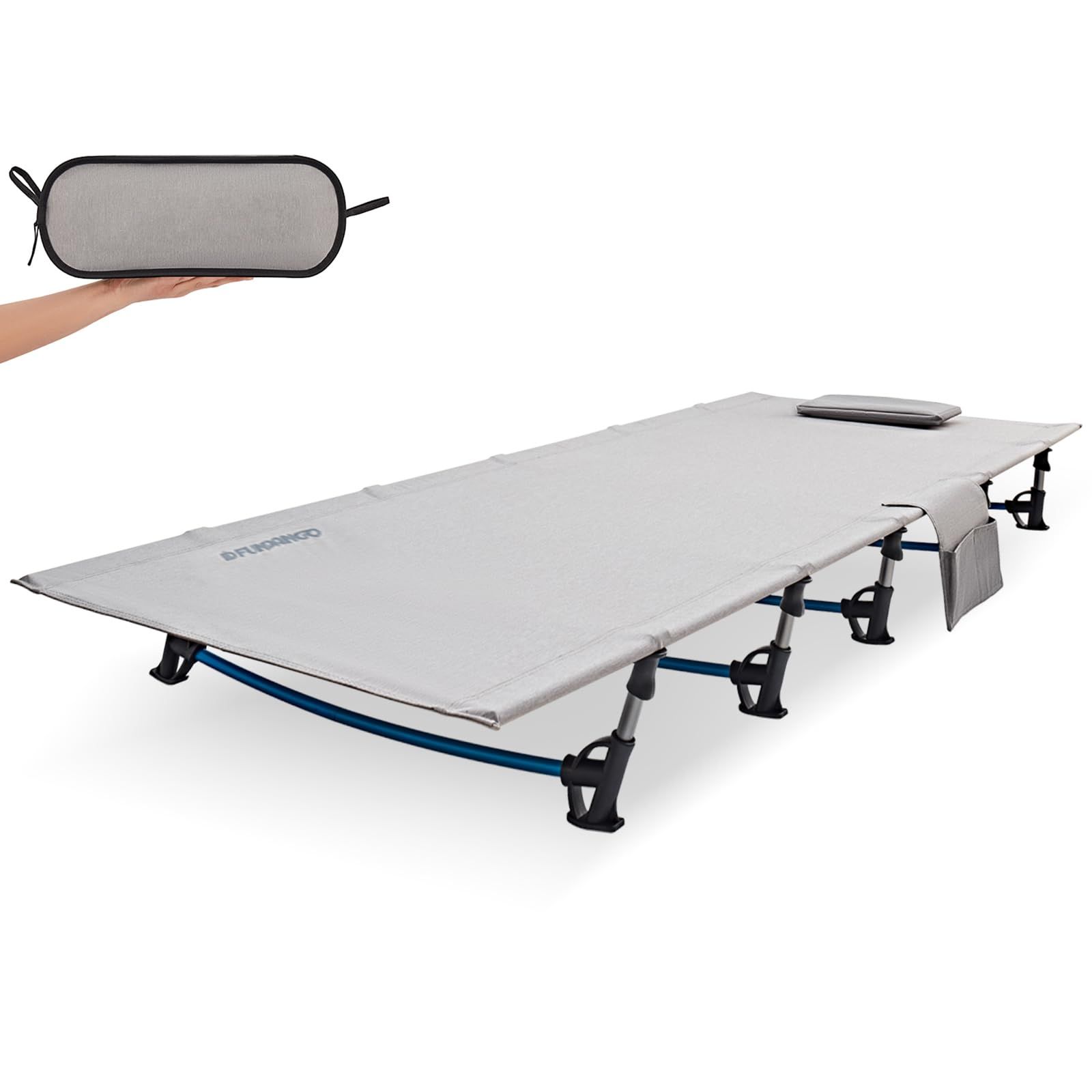 FUNDANGO コット キャンプ 軽量 折りたたみ式 アウトドアベッド 航空アルミ製 耐荷重120kg 加長加寬モデル 通気性 高強度 収納袋付き 簡易ベッド 野外 防災 登山 ハイキング用 200×69cm