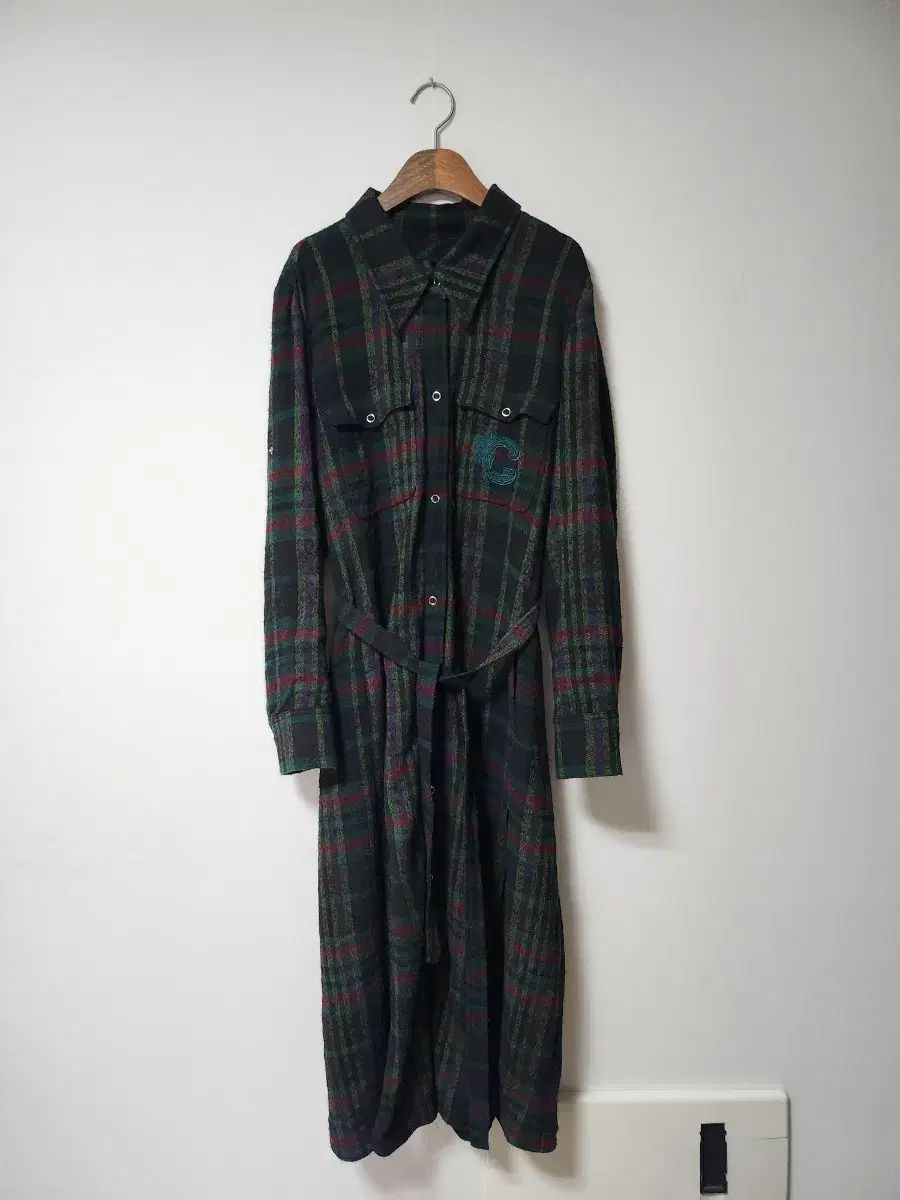 LUCKY CHOUETTE ラッキーシュエトゥ ウール混 ウールブレンド CHECK チェック ロング ONE PIECE ワンピース