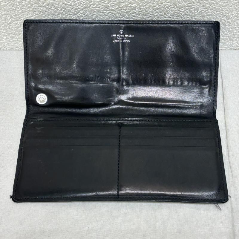 JAM HOME MADE◇セミロングウォレット⁄二つ折り長財布⁄牛革⁄BLK HOME