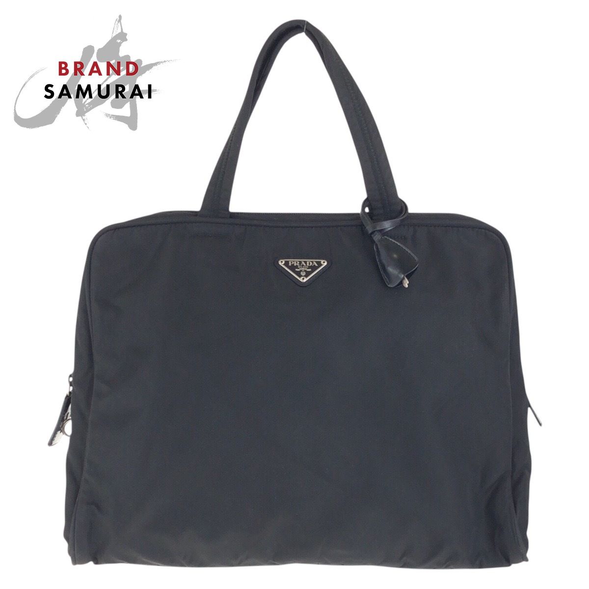 バッグ PRADA プラダ テスート 三角ロゴプレート ブラック 黒 シルバー