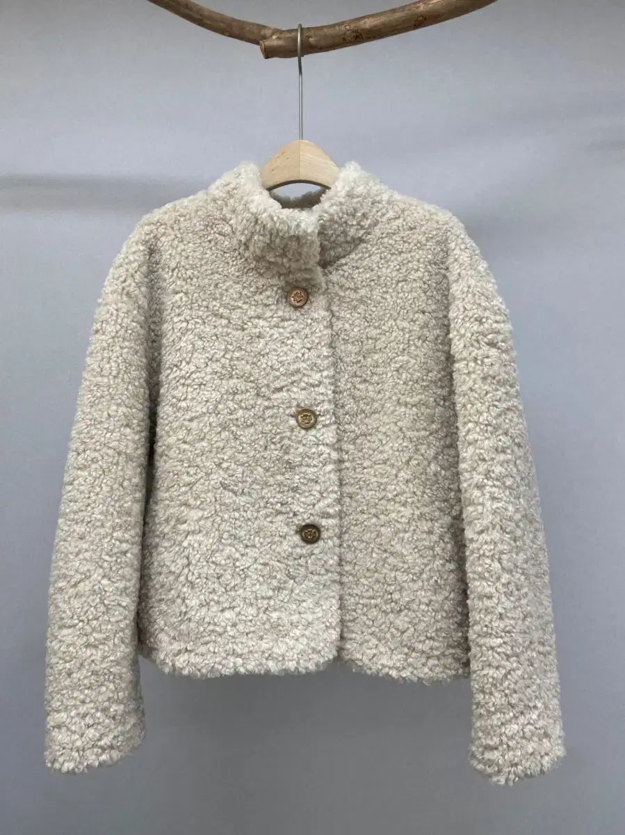 タイム アイボリー ボア ラムウール ジャケット