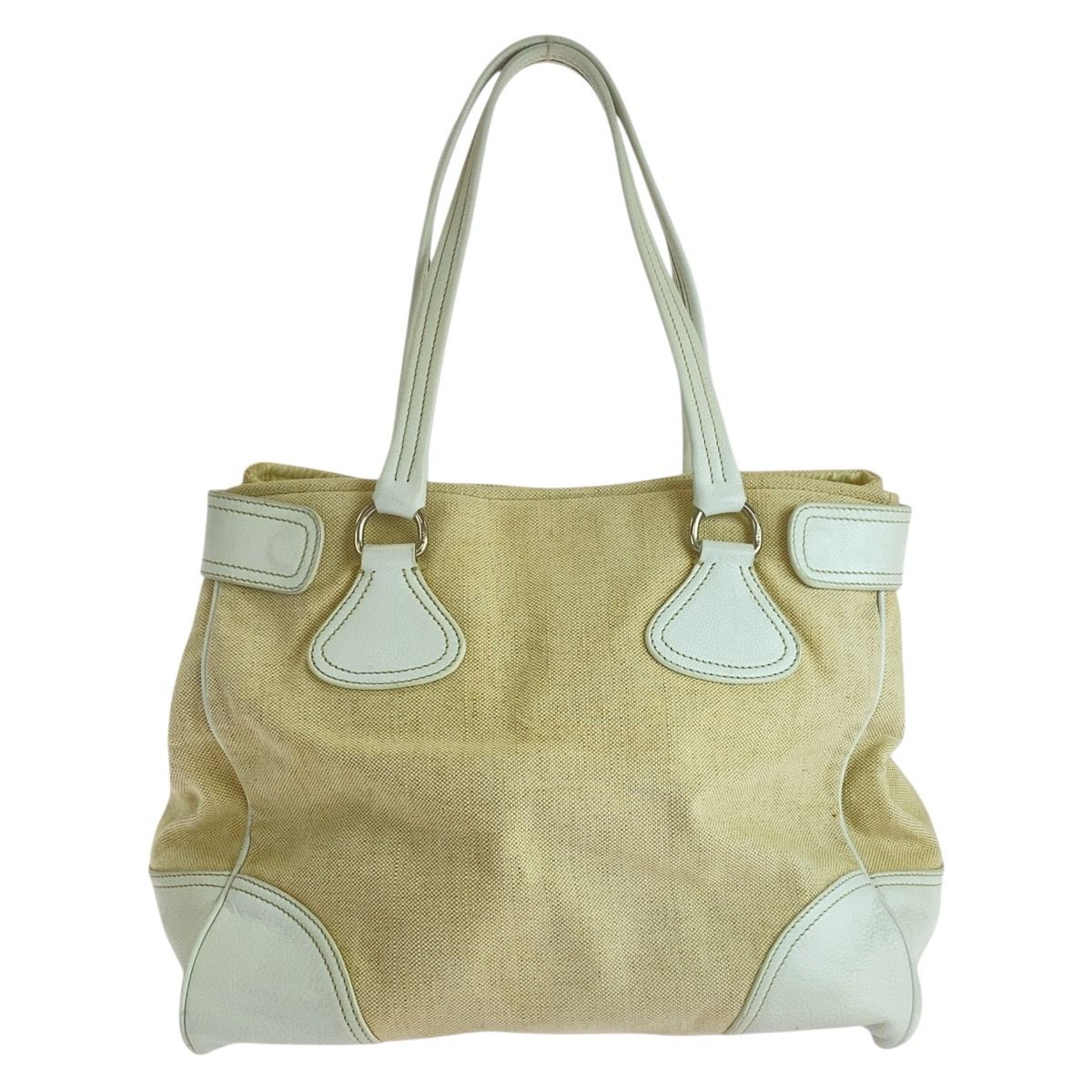 PRADA プラダ 三角ロゴプレート ホワイト アイボリー キャンバス