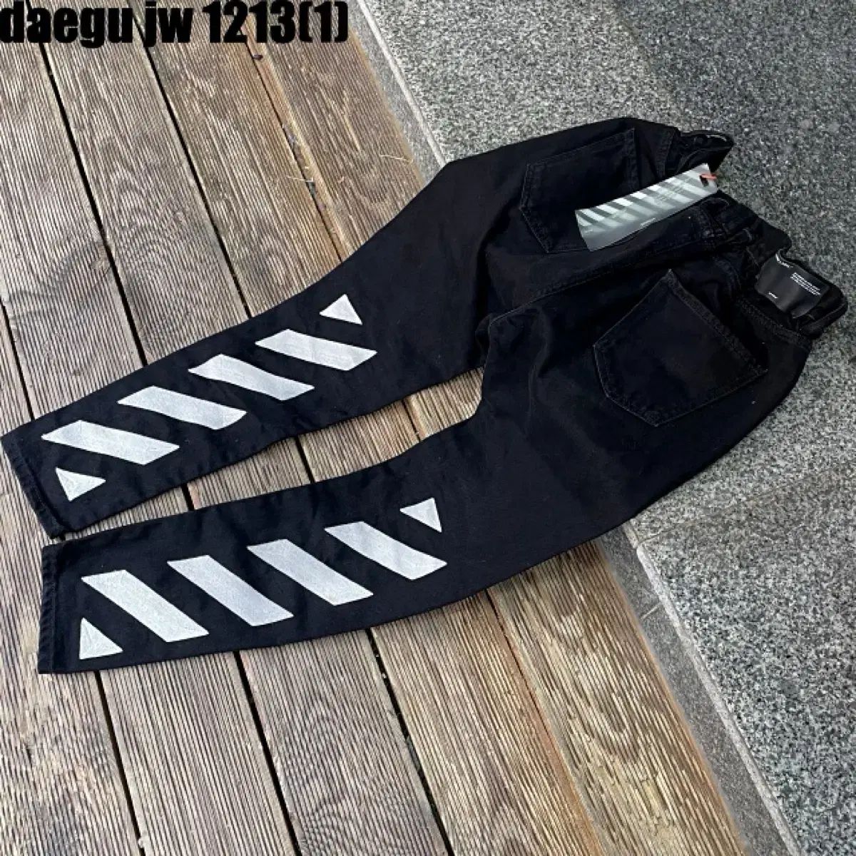 オフホワイト ブラック 矢印 ズボン パンツ S