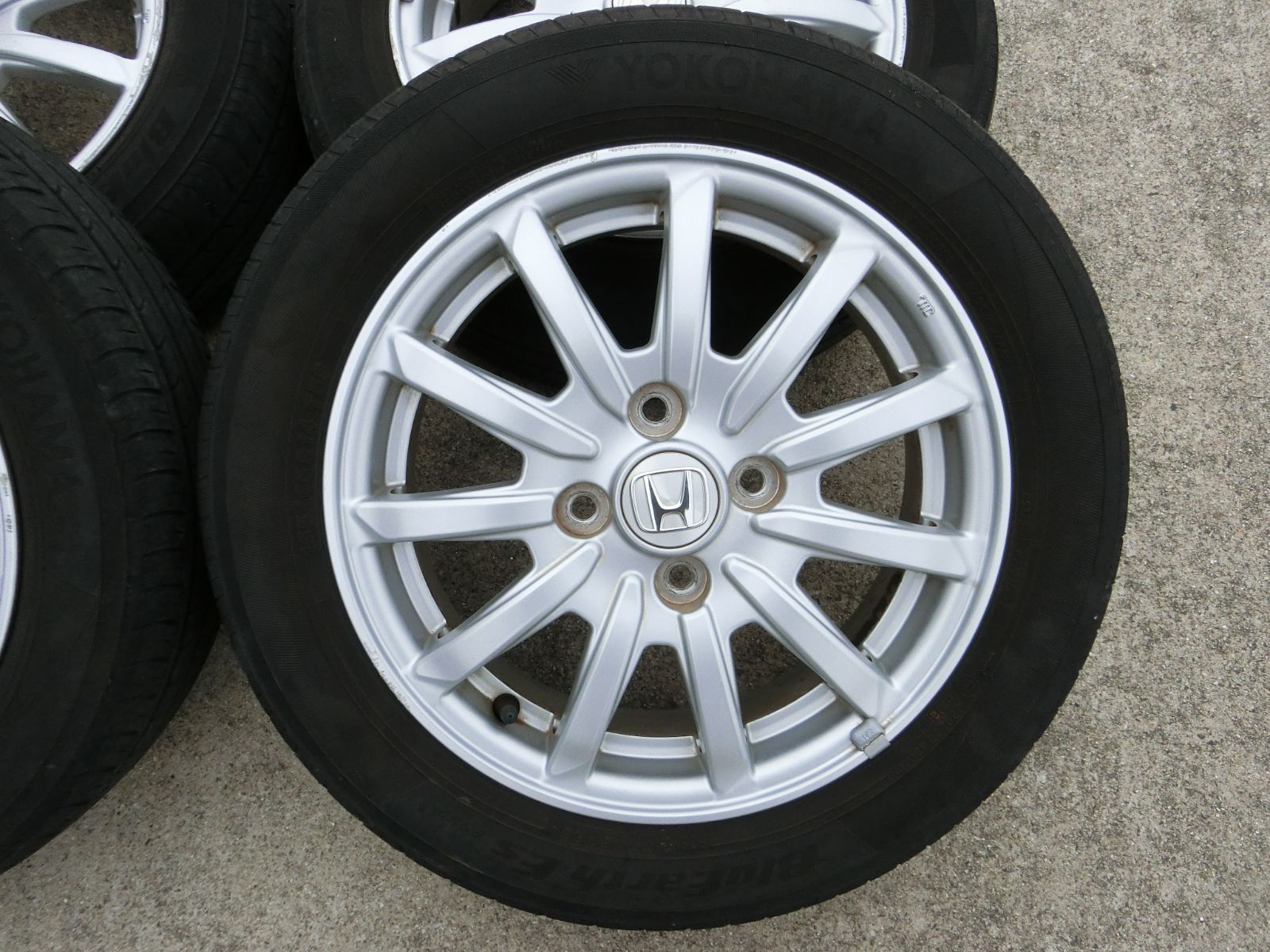  901 ホンダ 14インチ アルミホイール 14 4 5 J 40 PCD 100 ハブ径 約56 mm 4穴 4本セット 155 65 R バモス 外し 14インチ タイヤ ホイールセット