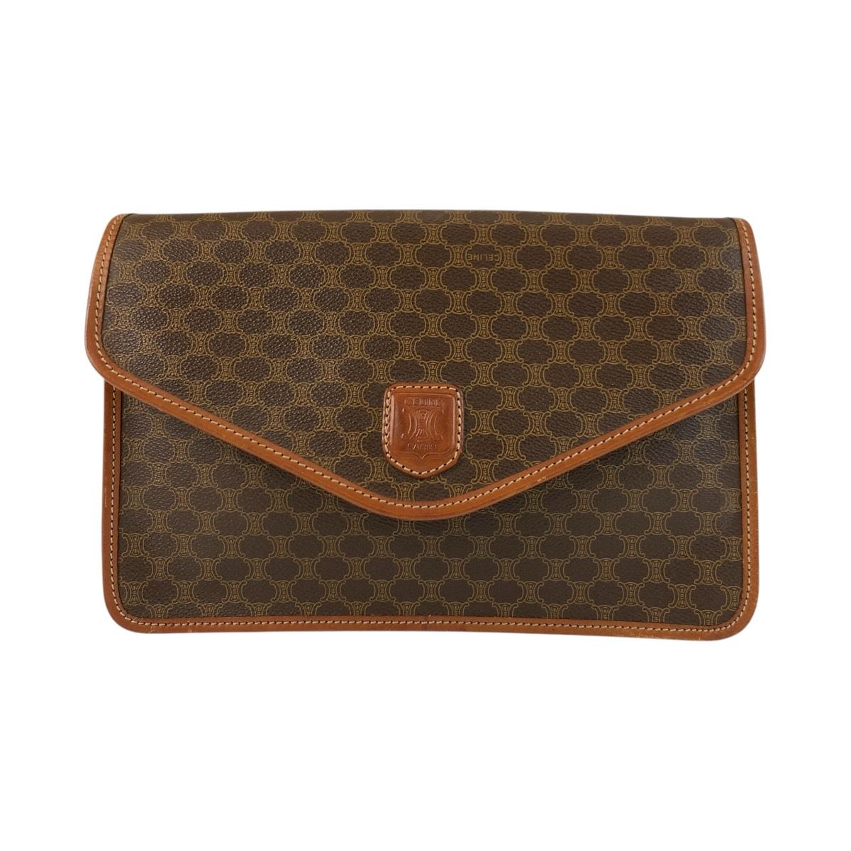 公式 美品 CELINE セリーヌ マカダム ブラウン ゴールド金具 PVC