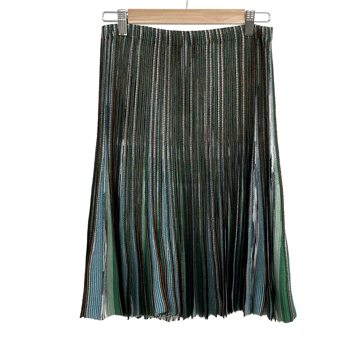 MISSONI ミッソーニ スカート サイズ40 M レディース - 白×黒×マルチ ひざ丈 プリーツ ウエストゴム